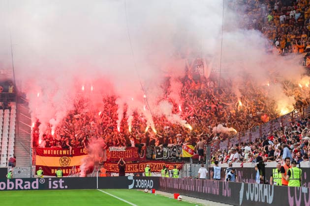 Motherwell FC Fan Section, Germany, Soccer, UEFA Conference League, Playoffs, 2026–2027, SC Freiburg vs. Motherwell FC, August 27, 2026, Freiburg im Breisgau, Europa-Park Stadium, Germany Copyright: xGrantxHubbsx