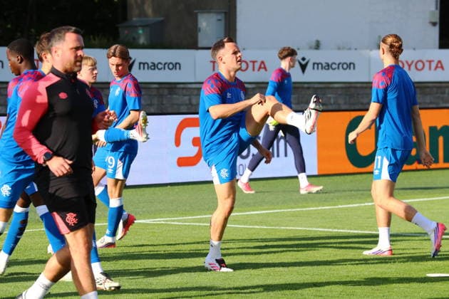 FK Jablonec v Rangers, Conference League, 27 August 2026 Rangers players including Lawrence Shankland warm up. Jablonec Czech Republic Copyright: xDanxWestwell:xSPORTPIX.ORG.UKx