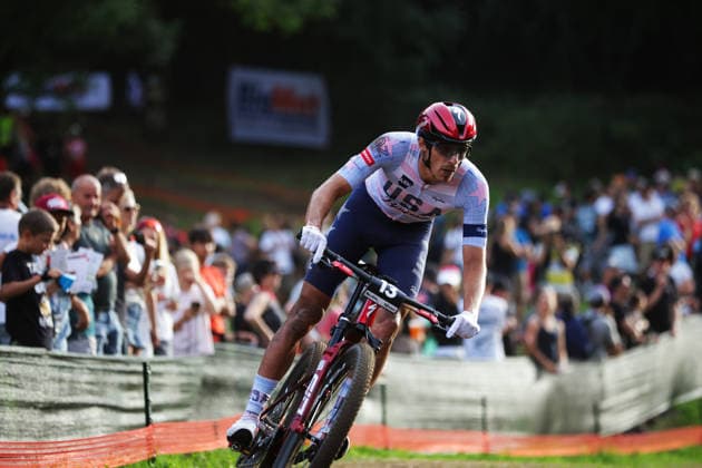 2026 UCI Mountain Bike World Championships Picture by Ed Sykes SWpix.com - 27 08 2026 - Cycling - 2026 UCI Mountain Bike World Championships - Val di Sole, Trentino, Italy - Cross-country Short Track (XCC) - Men Elite - Christopher Blevins (USA) Copyright: x xSWpix.comx(t axPhotographyxHubxLtd)xEdxSykes SWpix.comx SWP-3030-20193