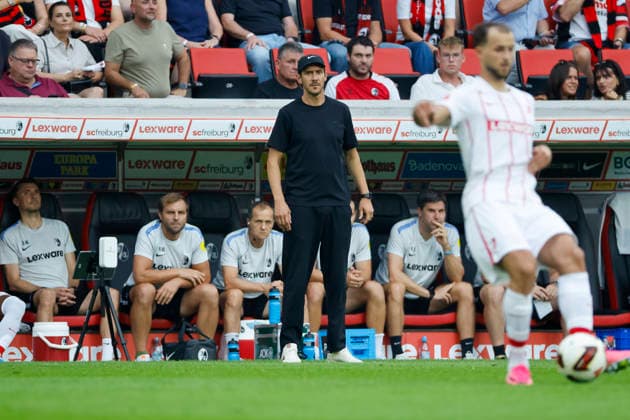 Julian Schuster, SC Freiburg, Coach, Germany, Soccer, UEFA Conference League, Playoffs, 2026–2027, SC Freiburg vs. Motherwell FC, August 27, 2026, Freiburg im Breisgau, Europa-Park Stadium, Germany Copyright: xGrantxHubbsx