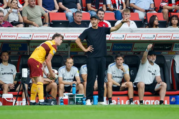 Julian Schuster, SC Freiburg, Coach, Germany, Soccer, UEFA Conference League, Playoffs, 2026–2027, SC Freiburg vs. Motherwell FC, August 27, 2026, Freiburg im Breisgau, Europa-Park Stadium, Germany Copyright: xGrantxHubbsx