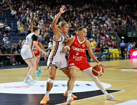 From left: Alexandra Wilke, Germany Women s Team 03; Sevgi Uzun, Turkey Women s Team 02; Germany vs. Turkey, Basketball, DBB, Women, Friendly Match, August 27, 2026; Germany vs. Turkey, Basketball, DBB, Women, Friendly Match, August 27, 2026, Cologne Copyright: xEibner-Pressefotox xThomasxStoeckerx EP_TSR