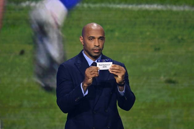 UEFA Champions League 2026 27 league phase draw in Monaco MONACO - AUGUST 27: French former football player Thierry Henry shows the paper slip of Real Madrid CF (ESP) during the draw ceremony for the league phase of the 2026-2027 UEFA Champions League football tournament at the Grimaldi Forum in the Principality of Monaco on August 27, 2026. Mustafa Yalcin Anadolu Monaco Monaco. Editorial use only. Please get in touch for any other usage.  Copyright: x2026xAnadoluxMustafaxYalcinx