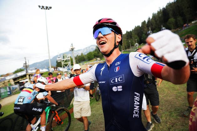 2026 UCI Mountain Bike World Championships Picture by Ed Sykes SWpix.com - 27 08 2026 - Cycling - 2026 UCI Mountain Bike World Championships - Val di Sole, Trentino, Italy - Cross-country Short Track (XCC) - Men Elite - Adrien Yves Claude Boichis (France) wins to become World Champion Copyright: x xSWpix.comx(t axPhotographyxHubxLtd)xEdxSykes SWpix.comx SWP-3030-20205