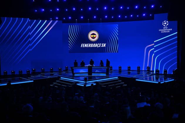 UEFA Champions League 2026 27 league phase draw in Monaco MONACO - AUGUST 27: Fenerbahce logo on the screen during the draw ceremony for the league phase of the 2026-2027 UEFA Champions League football tournament at the Grimaldi Forum in the Principality of Monaco on August 27, 2026. Mustafa Yalcin Anadolu Monaco Monaco. Editorial use only. Please get in touch for any other usage.  Copyright: x2026xAnadoluxMustafaxYalcinx