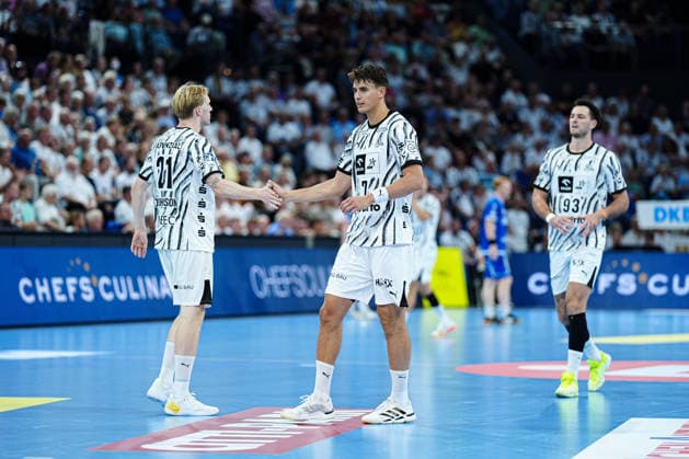 Eric Johansson, THW Kiel, 21; Julian Köster, THW Kiel, 07; Veron Nacinovic, THW Kiel, 93 (GER); THW Kiel vs. TBV Lemgo Lippe, Handball, 1st Bundesliga, Matchday 1, 2026–2027 Season, August 27, 2026 GER, THW Kiel vs. TBV Lemgo Lippe, Handball, Bundesliga 1, Matchday 1, 2026–2027 Season, August 27, 2026, Kiel Copyright: xEibner-Pressefoto MarcelxvonxFehrnx EP_MFN
