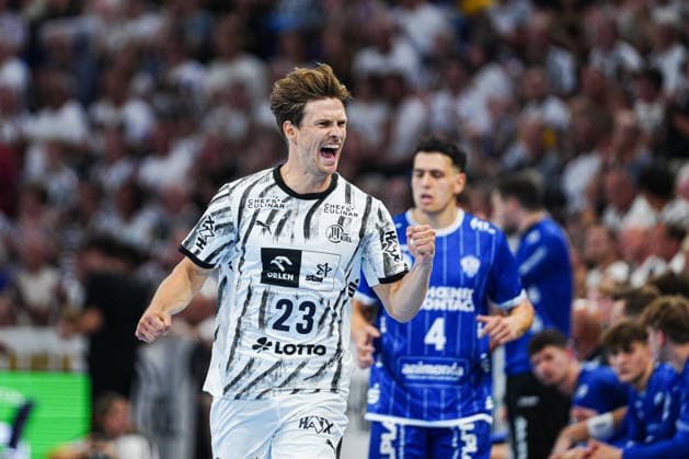 Goal celebration by Rune Dahmke (THW Kiel), 23 (GER), THW Kiel vs. TBV Lemgo Lippe, Handball, 1st Bundesliga, Matchday 1, 2026–2027 season, August 27, 2026, GER, THW Kiel vs. TBV Lemgo Lippe, Handball, 1st Bundesliga, Matchday 1, 2026–2027 season, August 27, 2026, Kiel Copyright: xEibner-Pressefoto MarcelxvonxFehrnx EP_MFN