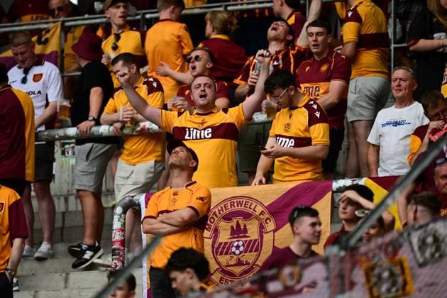 Motherwell fans in the stands Freiburg v Motherwell, UEFA Conference League, Play-Off Round, Second Leg, Football, Europa-Park-Stadion, Freiburg, Germany - 27 Aug 2026Freiburg Europa-Park-Stadion Germany  Copyright: xMaxxKrause Shutterstockx 17118930bi