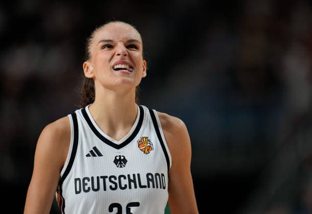 Clara Bielefeld (Deutschland, 25) reagiert. GER, Basketball, Frauen Länderspiel, Deutschland vs Türkei, Freundschaftspiel, LANXESS arena, Köln, 27.08.2026 Foto: HMB Media Scott W. Coleman Köln LANXESS arena Nordrhein-Westfalen GER Copyright: xScottxW.xColemanx