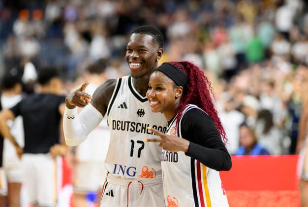 l r Dennis Schröder, Germany; Alexis Peterson Smalls, Germany; Women s Basketball Friendly International Match: Germany vs. Turkey on August 27, 2026, in Cologne, Germany, at LanxessArena
