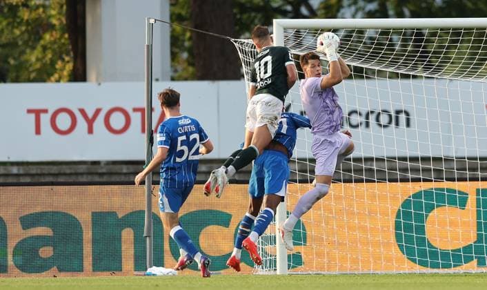 Rangers goalkeeper Ivor Pandur catches the ball during UEFA Conference League playoff round second leg match at Chance Arena, Jablonec. FK Jablonec v Rangers - UEFA Conference League - Chance Arena, Czech - 27 Aug 2026Jablonec Chance Arena Czech Republic EDITORIAL USE ONLY  Copyright: xRangersxFC Shutterstockx 17121543at