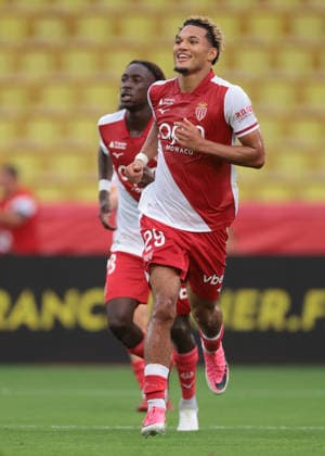 AS Monaco v Gornik Zabre - UEFA Conference League - Season 2026-2027 Monaco, Monaco, 27th August 2026. Paris Brunner of AS Monaco celebrates with team mate Mamadou Coulibaly after scoring to give the side a 1-0 lead during the AS Monaco vs Gornik Zabre UEFA Conference League match at Stade Louis II, Monaco. Picture credit should read: Jonathan Moscrop Monaco Stade Louis II Monaco