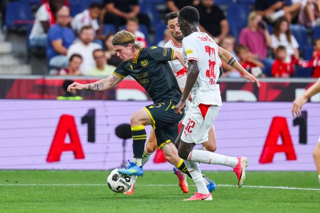 SOCCER - UEFA EL, RBS vs Mjaellby SALZBURG,AUSTRIA,27.AUG.26 - SOCCER - UEFA Europa League, play-off, Red Bull Salzburg vs Mjaellby AIF. Image shows Max Nielsen (Mjaellby).  GEPAxpictures xDavidxGeieregger