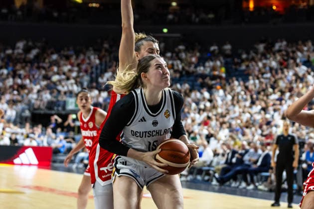 August 27, 2026, GER, Friendly Match, 2026 FIBA Women’s Basketball World Cup, Cologne, Germany vs. Turkey, Luisa Geiselsöder (Germany), 15, Individual Play, Cologne, LANXESS Arena, North Rhine-Westphalia, Germany