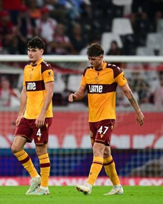 Jamie Knight-Lebel of Motherwell and Seb Palmer-Houlden of Motherwell Freiburg v Motherwell, UEFA Conference League, Play-Off Round, Second Leg, Football, Europa-Park-Stadion, Freiburg, Germany - 27 Aug 2026Freiburg Europa-Park-Stadion Germany  Copyright: xMaxxKrause Shutterstockx 17118930cb