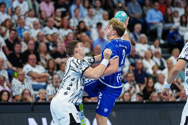 Lucas Laube, THW Kiel, 20; Lukas Hutecek, TBV Lemgo Lippe, 02 GER; THW Kiel vs. TBV Lemgo Lippe, Handball, 1st Bundesliga, Matchday 1, 2026–2027 Season, August 27, 2026, Germany, THW Kiel vs. TBV Lemgo Lippe, Handball, Bundesliga 1, Matchday 1, 2026–2027 Season, August 27, 2026, Kiel Copyright: xEibner-Pressefoto MarcelxvonxFehrnx EP_MFN