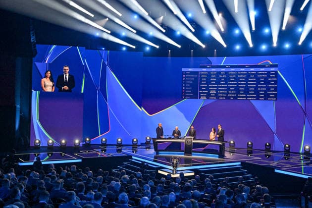 Thierry Henry, Giorgio Marchetti, David Villa, Reshmin Chowdhury et Pedro Pinto lors du tirage au sort de la phase de ligue de l’édition 2026-2027 de la Ligue des champions au Grimaldi Forum de Monaco, le 27 août 2026. Bruno Bebert Bestimage Photocallt ahead of the draw at Grimaldi Forum on August 27, 2026 in Monaco. Monaco Monaco  Copyright: xBrunoxBebertx xBestimagexBrunoxBebertx xBestimagex