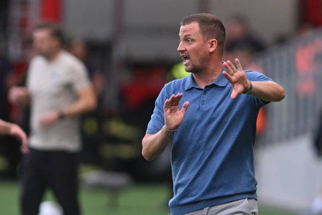 Football Conference League second leg of 4th qualifying round match: FC Hradec Kralove vs Panathinaikos Athens in Hradec Kralove, Czech Republic, August 27, 2026. Jacob Neestrup, coach of Panathinaikos Athens in action. (CTKxPhoto JosefxVostarek) CTKPhotoP2026082707380  CTKPhotoP2026082707380
