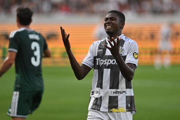 Football Conference League second leg of 4th qualifying round match: FC Hradec Kralove vs Panathinaikos Athens in Hradec Kralove, Czech Republic, August 27, 2026. Abdullahi Umar of Hradec Kralove gestures. (CTKxPhoto JosefxVostarek) CTKPhotoP2026082707557  CTKPhotoP2026082707557