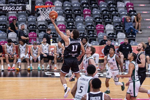 Exhibition Game: Telekom Baskets Bonn vs. VET CONCEPT Gladiators Trier, August 27, 2026 Aleksa KovacEvic of Telekom Baskets Bonn scores 11 points in the paint. Exhibition game: Telekom Baskets Bonn vs. VET CONCEPT Gladiators Trier, August 27, 2026, Telekom Dome Bonn Copyright: xBEAUTIFULxSPORTS Derixx