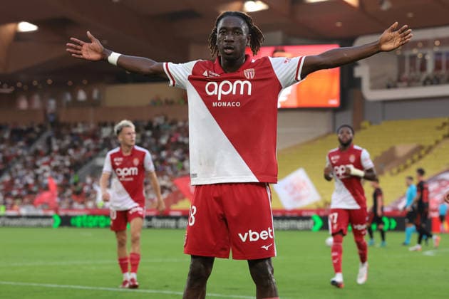 AS Monaco v Gornik Zabre - UEFA Conference League - Season 2026-2027 Monaco, Monaco, 27th August 2026. Mamadou Coulibaly of AS Monaco celebrates after scoring to give the side a 2-0 lead during the AS Monaco vs Gornik Zabre UEFA Conference League match at Stade Louis II, Monaco. Picture credit should read: Jonathan Moscrop Monaco Stade Louis II Monaco