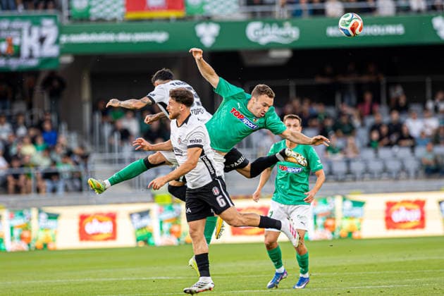 UEFA Europa League play-offs, 2nd leg – Kauno Žalgiris vs Besiktas at Dariaus ir Gireno Stadium, Kaunas, Lithuania. Kauno Zalgiris player heads the ball during the UEFA Europa League play-offs second leg match between Kauno Žalgiris and Besiktas at Dariaus ir Gireno Stadium in Kaunas, Lithuania. Kaunas Kaunas Lithuania