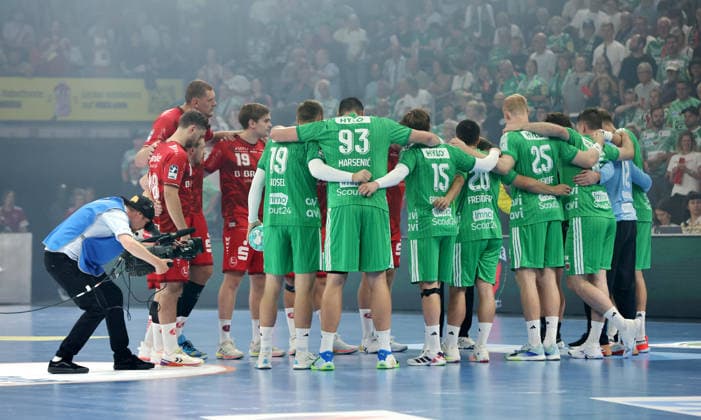 Pre-game welcome for the teams: Men s Handball HBL Bundesliga, Matchday 1 of the 2026–2027 season, August 27, 2026: Füchse Berlin vs. MT Melsungen