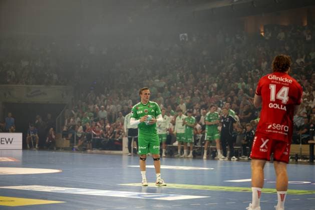 Handball, 1st Handball Bundesliga, Füchse Berlin vs. MT Melsungen, August 27, 2026, Max Schmeling Halle, Berlin, 7-meter throw, 15, Tobias Grondahl Handball, 1st Handball Bundesliga, Füchse Berlin vs. MT Melsungen, August 27, 2026, Max Schmeling Halle, Berlin, 7-meter throw, 15, Tobias Grondahl Copyright: xBEAUTIFULxSPORTS E.Schneiderx
