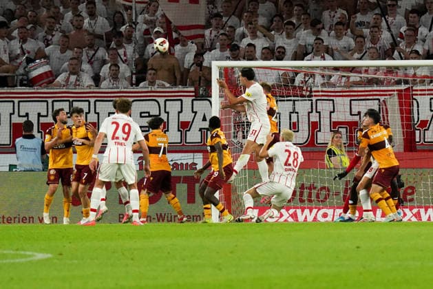 UEFA Conference League Qualifier: SC Freiburg vs. FC Motherwell, August 27, 2026—Igor Matanovic scores with a header to make it 2–1 for SC Freiburg, 31st minute—UEFA Conference League Qualifier: SC Freiburg vs. FC Motherwell, Europa-Park Stadium, August 27, 2026 Copyright: xBEAUTIFULxSPORTS Boscox