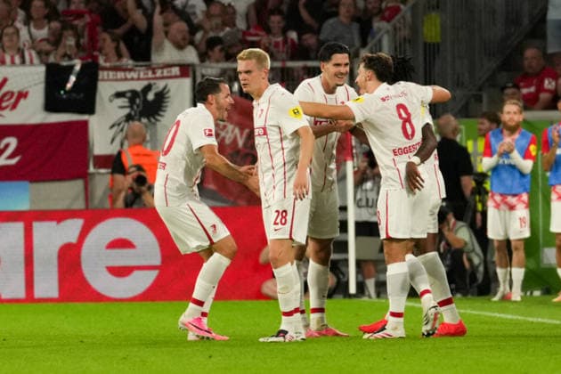 UEFA Conference League Qualifier: SC Freiburg vs. FC Motherwell, August 27, 2026—Celebration after Cyriaque Irià of SC Freiburg scores the 3–1 goal, 22nd minute of the UEFA Conference League Qualifier between SC Freiburg and FC Motherwell at Europa-Park Stadium, August 27, 2026 Copyright: xBEAUTIFULxSPORTS Boscox