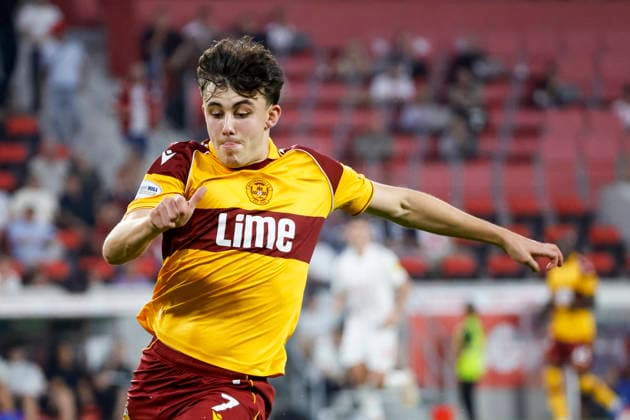 Tom Sparrow, Motherwell FC, 07, Facial Expressions, Emotion, Germany, Soccer, UEFA Conference League, Playoffs, 2026–2027, SC Freiburg vs. Motherwell FC, August 27, 2026, Freiburg im Breisgau, Europa-Park Stadium, Germany Copyright: xGrantxHubbsx