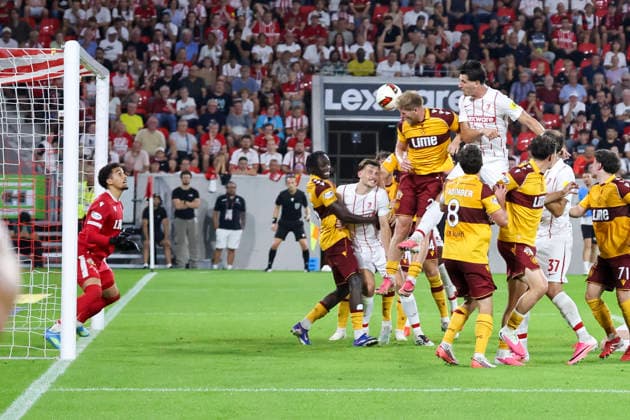 2 1 Goal for SC Freiburg by Igor Matanovic SC Freiburg, 31, Germany, Soccer, UEFA Conference League, Playoffs, 2026–2027, SC Freiburg vs. Motherwell FC, August 27, 2026, Freiburg im Breisgau, Europa-Park Stadium, Germany Copyright: xGrantxHubbsx