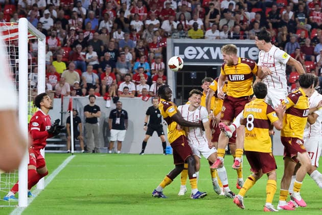 2 1 Goal for SC Freiburg by Igor Matanovic SC Freiburg, 31, Germany, Soccer, UEFA Conference League, Playoffs, 2026–2027, SC Freiburg vs. Motherwell FC, August 27, 2026, Freiburg im Breisgau, Europa-Park Stadium, Germany Copyright: xGrantxHubbsx