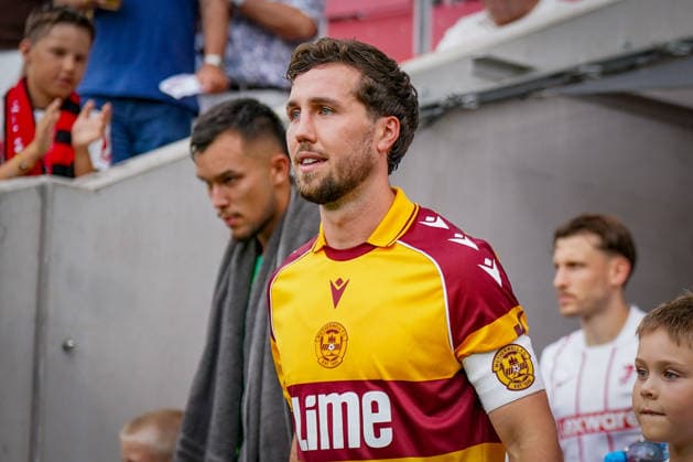 Germany UEFA Conference League Qualifiers: SC Freiburg vs. FC Motherwell, Playoffs 2026–2027, Europa-Park Stadium, Freiburg; Lukas Fadinger, Motherwell FC, 8 Copyright: xJOERANxSTEINSIEKx