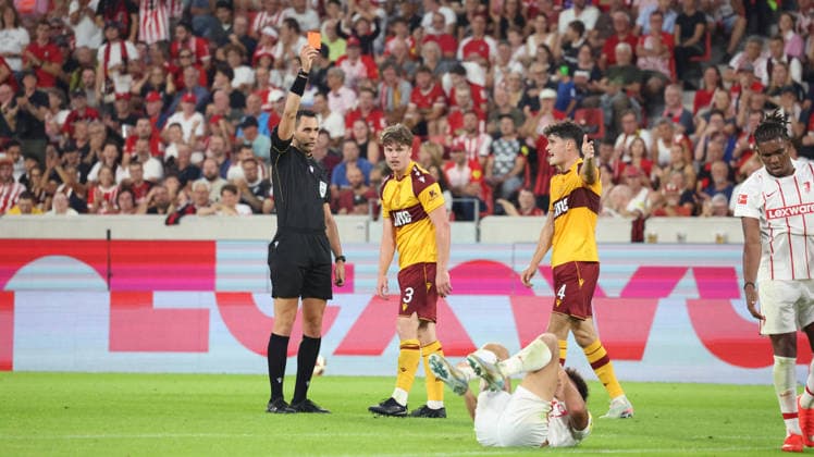 August 27, 2026, xrekx, Soccer Conference League Qualifiers, SC Freiburg vs. Motherwell FC – Referees: Andrea Colombo and Jake Girdwood; Motherwell FC player Reich received a red card; Freiburg