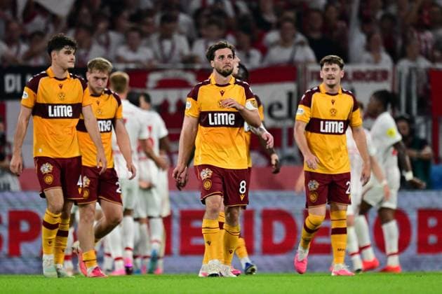 Lukas Fadinger of Motherwell appears dejected after Freiburg score Freiburg v Motherwell, UEFA Conference League, Play-Off Round, Second Leg, Football, Europa-Park-Stadion, Freiburg, Germany - 27 Aug 2026Freiburg Europa-Park-Stadion Germany  Copyright: xMaxxKrause Shutterstockx 17118930cw