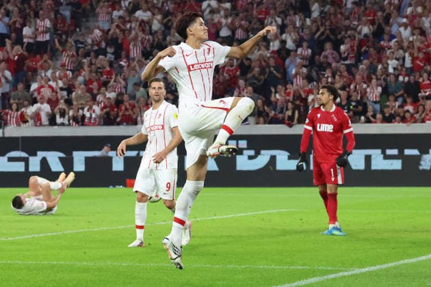 August 27, 2026, xrekx, Soccer Conference League Qualifiers, SC Freiburg vs. FC Motherwell – Goal celebration after Keisuke Goto s goal, making the score 4–1, SC Freiburg, Freiburg