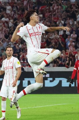 August 27, 2026, xrekx, Soccer Conference League Qualifiers, SC Freiburg vs. FC Motherwell – Goal celebration after Keisuke Goto s goal, making the score 4–1, SC Freiburg, Freiburg