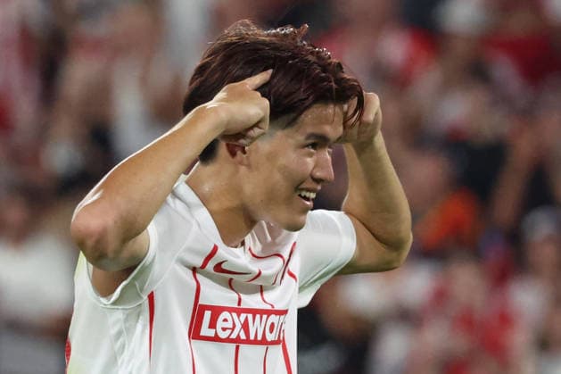 August 27, 2026, xrekx, Soccer Conference League Qualifiers, SC Freiburg vs. FC Motherwell – Goal celebration after Keisuke Goto scored the 4-1 goal for SC Freiburg, Freiburg