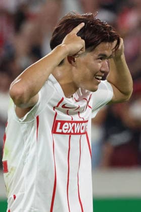 August 27, 2026, xrekx, Soccer Conference League Qualifiers, SC Freiburg vs. FC Motherwell – Goal celebration after Keisuke Goto scored the 4-1 goal for SC Freiburg, Freiburg