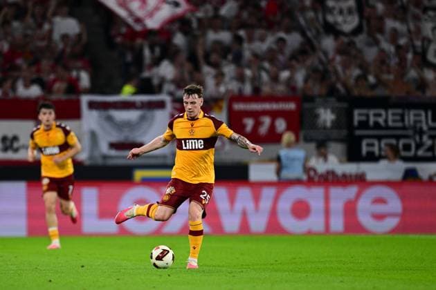 Olly Whyte of Motherwell Freiburg v Motherwell, UEFA Conference League, Play-Off Round, Second Leg, Football, Europa-Park-Stadion, Freiburg, Germany - 27 Aug 2026Freiburg Europa-Park-Stadion Germany  Copyright: xMaxxKrause Shutterstockx 17118930da