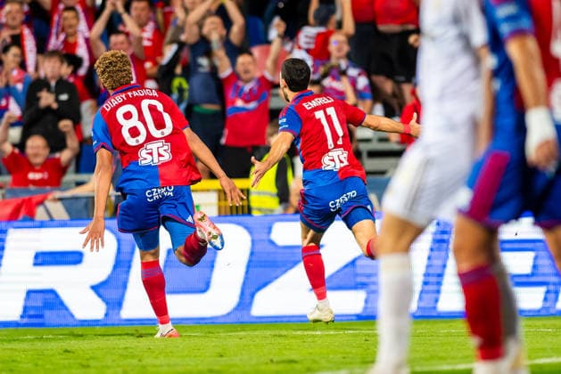 Adriano and Lamine Diaby-Fadiga and Rakow Czestochowa player celebration goal during the UEFA Conference League 2026 27 Play Off Round Second Leg match between teams of Rakow Czestochowa and Hajduk Split (Gleb Soboliev Ball Raw Images) Czestochowa Miejski Stadion PiÅ‚karski Rakow Poland Copyright: xGlebxSobolievx glebsoboliev_RAKvHAJ_069