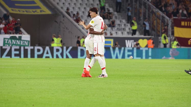 August 27, 2026, xrekx, Soccer Conference League Qualifiers, SC Freiburg vs. FC Motherwell, Cyriaque Irie, SC Freiburg, Keisuke Goto, SC Freiburg team, players celebrating after the game, team, players, celebrating at the end of the match, Freiburg