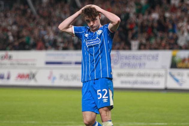 Findlay Curtis of Rangers dejected after missing his penalty Jablonec v Rangers, UEFA Conference League, Play-Off Round, Second Leg, Football, Stadion Strelnice, Jablonec nad Nisou, Czechia - 27 Aug 2026Jablonec nad Nisou Stadion Strelnice Germany  Copyright: xMilanxKammermayer Shutterstockx 17118931ai