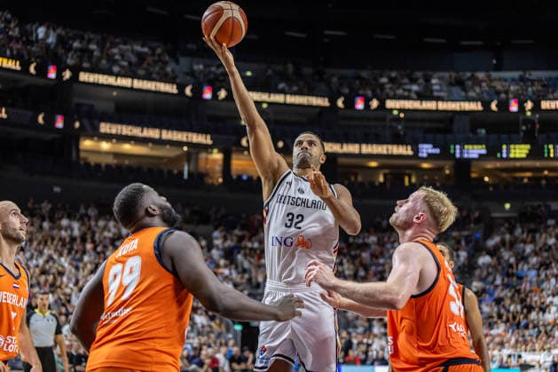 Basketball Cologne, August 27, 2026, World Cup Qualifier: Germany (GER) vs. Netherlands (NED), Johannes Thiemann, Germany, No. 32