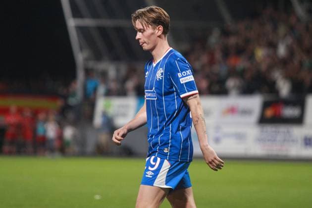 James Penrice of Rangers dejected after missing his penalty Jablonec v Rangers, UEFA Conference League, Play-Off Round, Second Leg, Football, Stadion Strelnice, Jablonec nad Nisou, Czechia - 27 Aug 2026Jablonec nad Nisou Stadion Strelnice Germany  Copyright: xMilanxKammermayer Shutterstockx 17118931ah