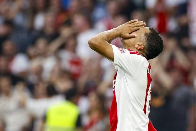 AMSTERDAM , 27-08-2026 , JohanCruijff ArenA , season 2026 2027 , UEFA Conference League play-off football . Match between Ajax and FC Sion, Picture shows Ajax player Abdellah Ouazane Ajax - Sion  x206095872x Copyright: