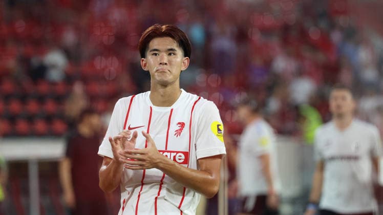 August 27, 2026, xrekx, Conference League Qualifiers, SC Freiburg vs. FC Motherwell, Keisuke Goto: SC Freiburg thanks the fans; the player thanks the fans for their support, Freiburg