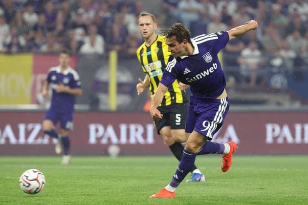 a soccer game between Belgian soccer team RSC Anderlecht and Kazakh Kairat Almaty, Thursday 27 August 2026 in Brussels, in on the return leg of the play-off round for the UEFA Europa League phase. VIRGINIExLEFOUR  x184508243x