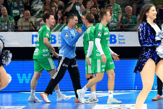 August 27, 2026, GER Germany, Handball, 1st Bundesliga, August 27, 2026, 2026–2027 season, Berlin, Füchse Berlin vs. Melsungen-Palicka, Andreas Füchse Berlin 12, Hakun West av Teigum Füchse Berlin 34, Tobias Grondahl Füchse Berlin 15, Mathias Gidsel Füchse Berlin 19, Max-Schmeling-Halle, Berlin, Germany Copyright: xNordphotox xEnglerx
